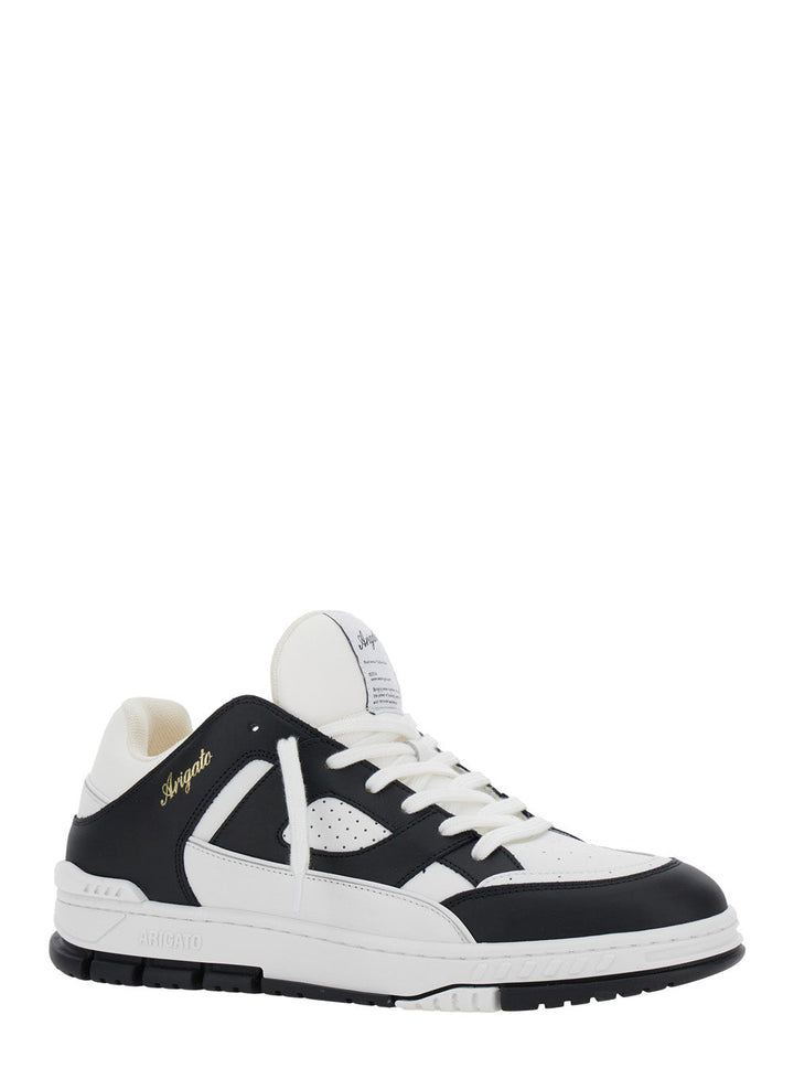 Axel Arigato Men 'Area Lo' Black And White Low Top Sneakers With Laminated Leather In Leather Blend Man