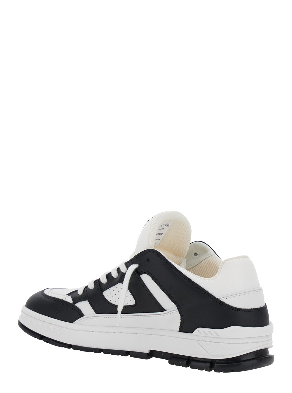 Axel Arigato Men 'Area Lo' Black And White Low Top Sneakers With Laminated Leather In Leather Blend Man