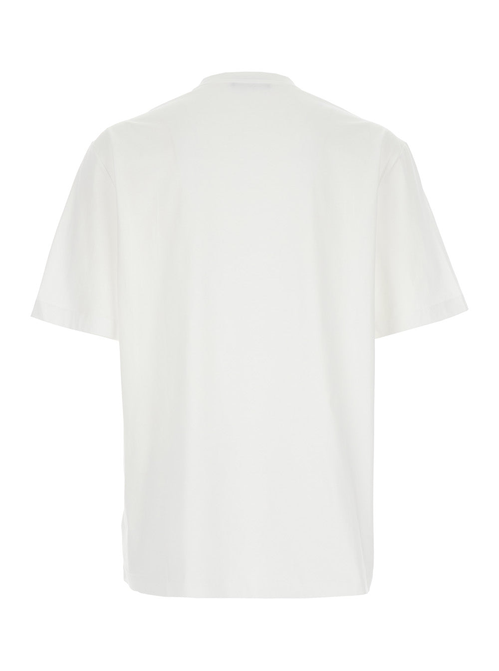 Versace Men White Crewneck T-Shirt With Maxi Logo Print On The Front In Cotton Man