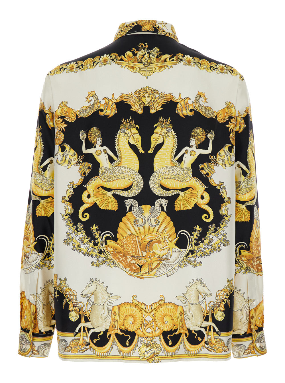 Versace Men 'Coral Teater' White Shirt With Classic Collar And All-Over Print In Silk Man