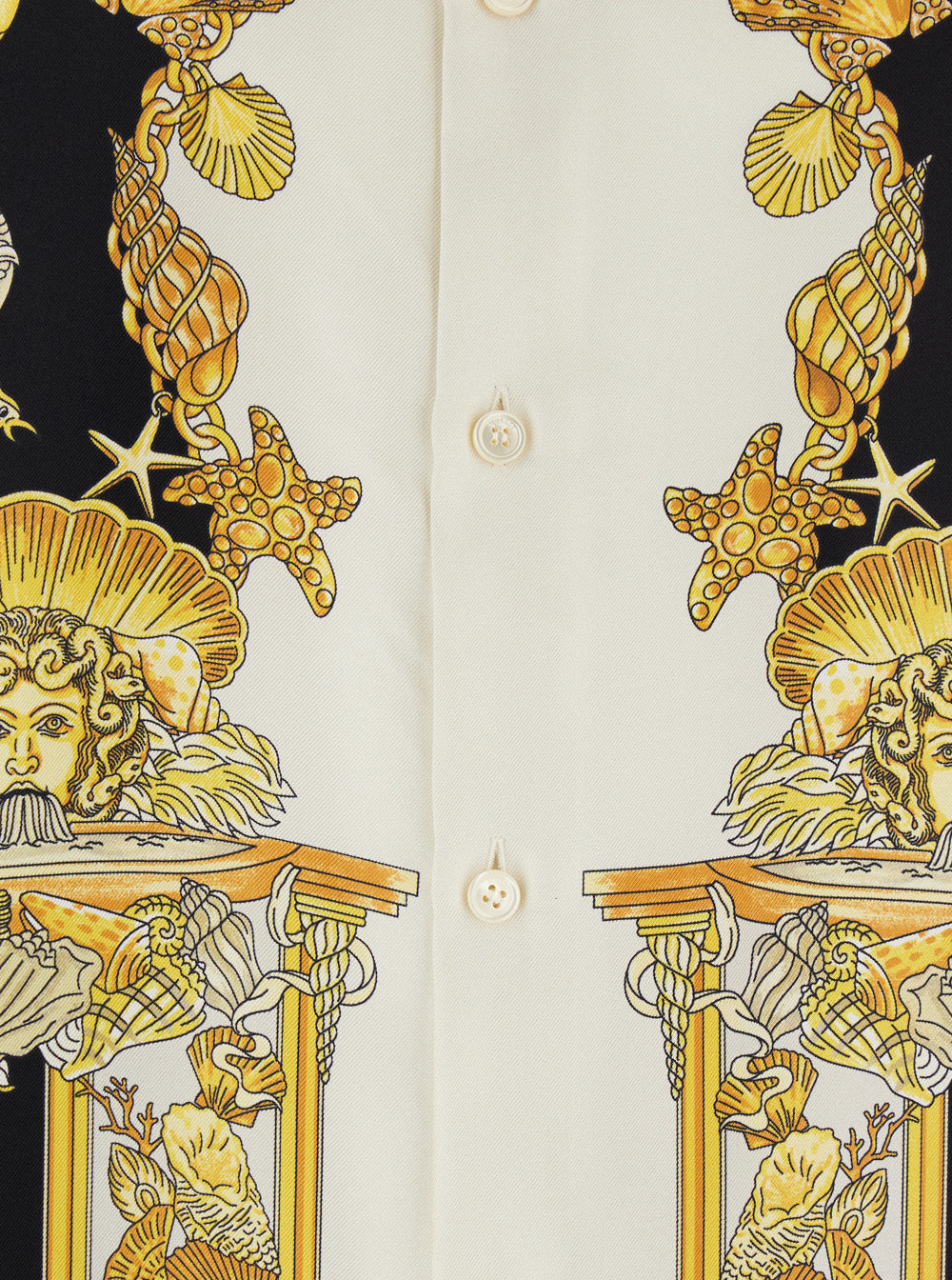 Versace Men 'Coral Teater' White Shirt With Classic Collar And All-Over Print In Silk Man