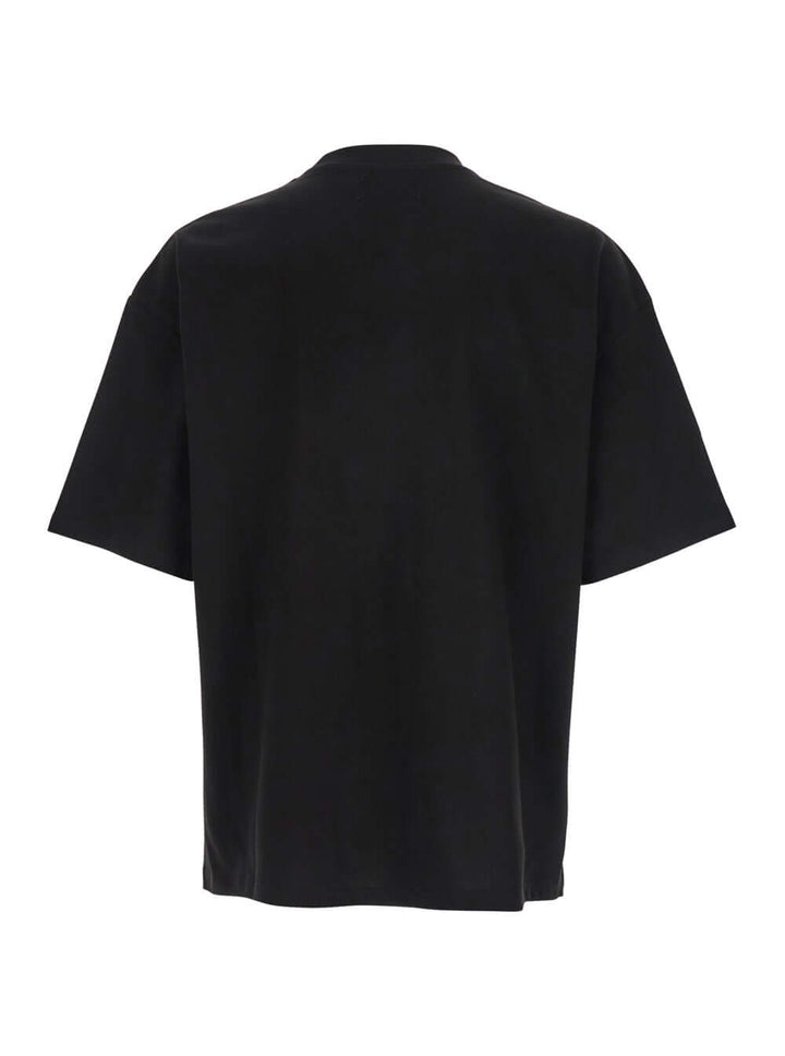 Amiri Men Black Crewneck T-Shirt With Logo Embroidery On The Front In Cotton Man
