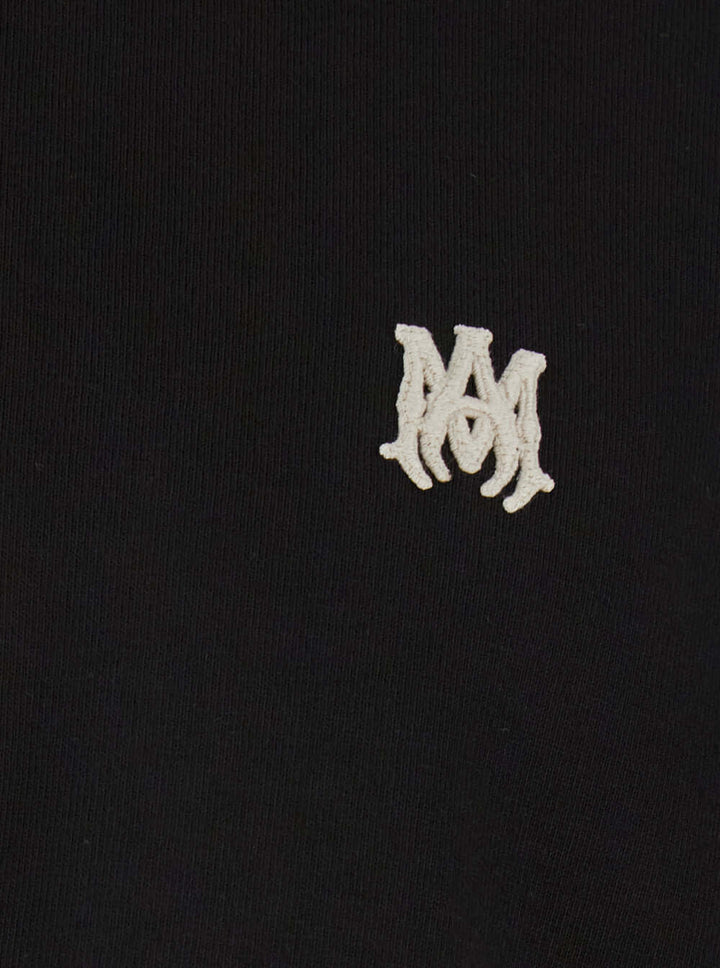 Amiri Men Black Crewneck T-Shirt With Logo Embroidery On The Front In Cotton Man