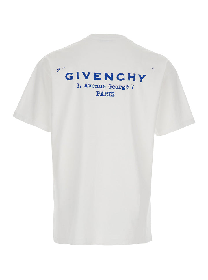 Givenchy Men White Crewneck T-Shirt With Logo Lettering On The Rear In Cotton Man