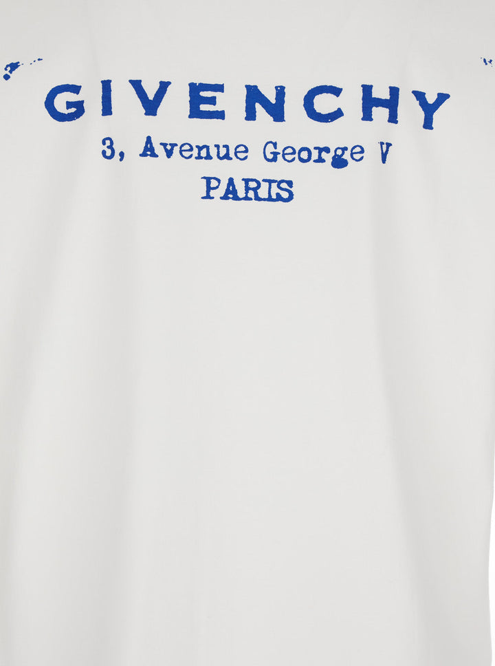 Givenchy Men White Crewneck T-Shirt With Logo Lettering On The Rear In Cotton Man