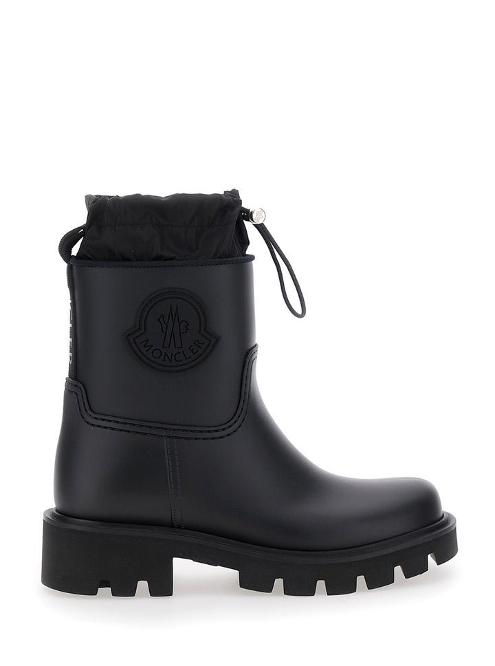 Moncler Women 'Kickstream' Black Boots With Low Block Heel And Tonal Logo Patch On The Side In Tech Fabric Woman