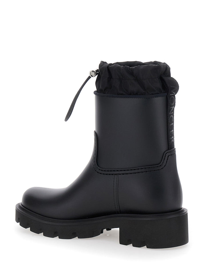 Moncler Women 'Kickstream' Black Boots With Low Block Heel And Tonal Logo Patch On The Side In Tech Fabric Woman