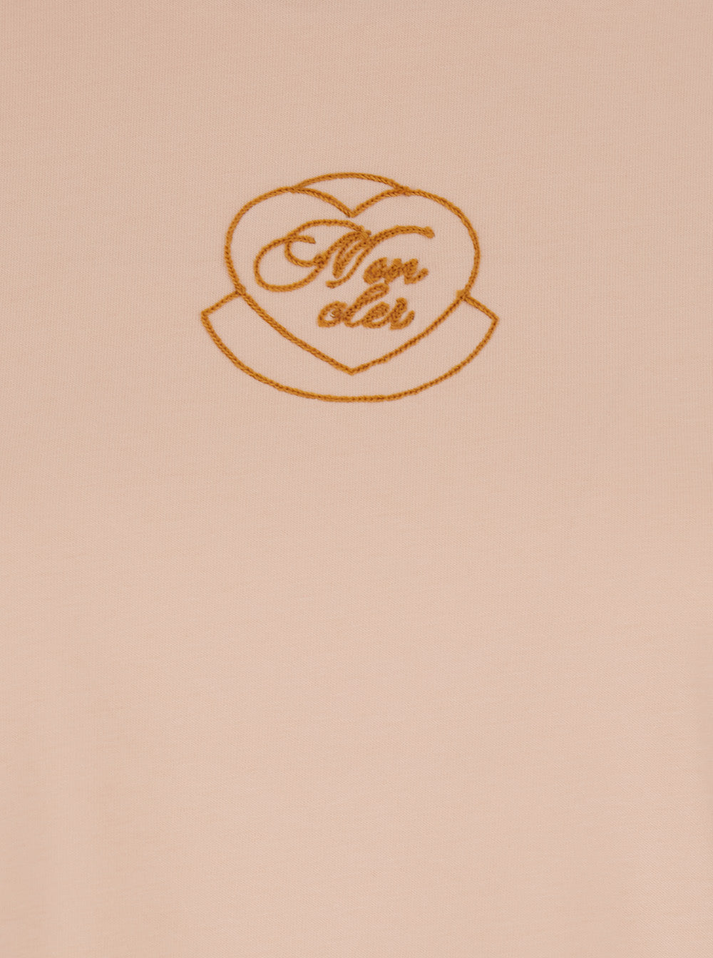 Moncler Women Pink Crewneck T-Shirt With Logo Embroidery On The Front In Cotton Woman