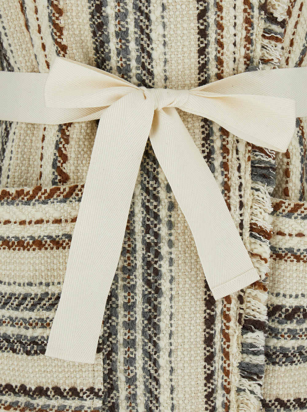 Isabel Marant Etoile Women 'Illisa' Beige High Neck Cardigan With Fringed Details And All-Over Striped Motif In Cotton And Wool Blend Woman
