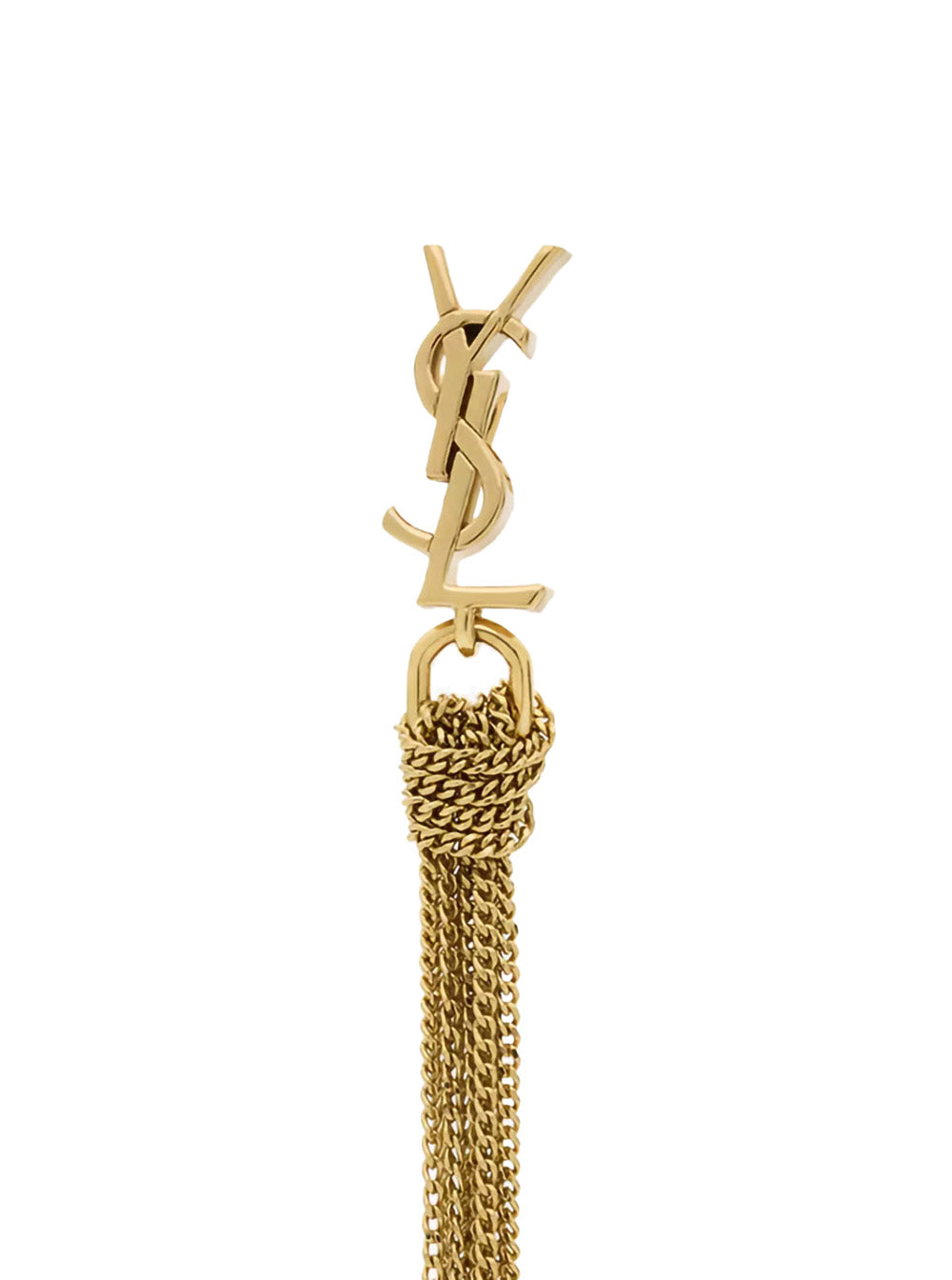 Saint Laurent Women Metallic Earings With Tassels And Cassandre Stud In Brass Woman