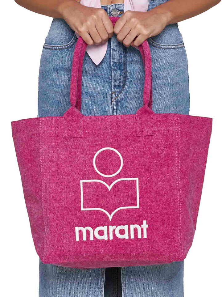 Isabel Marant Women Small Yenky Bag In Faded-Effect Cotton With Logo