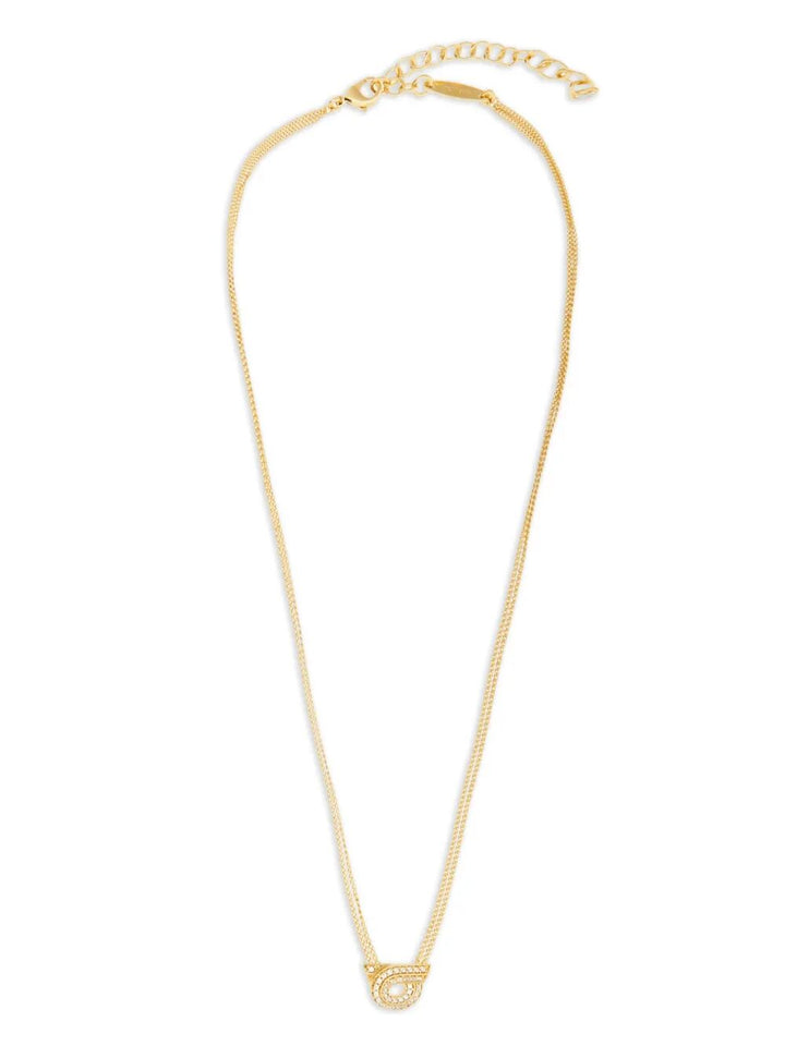 Ferragamo Women Double Chain Gancini Necklace With Crystals
