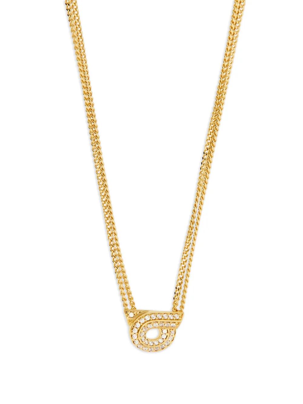 Ferragamo Women Double Chain Gancini Necklace With Crystals