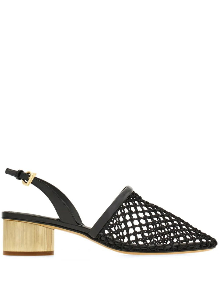 Ferragamo Women Kay 40 Mesh And Leather Slingback