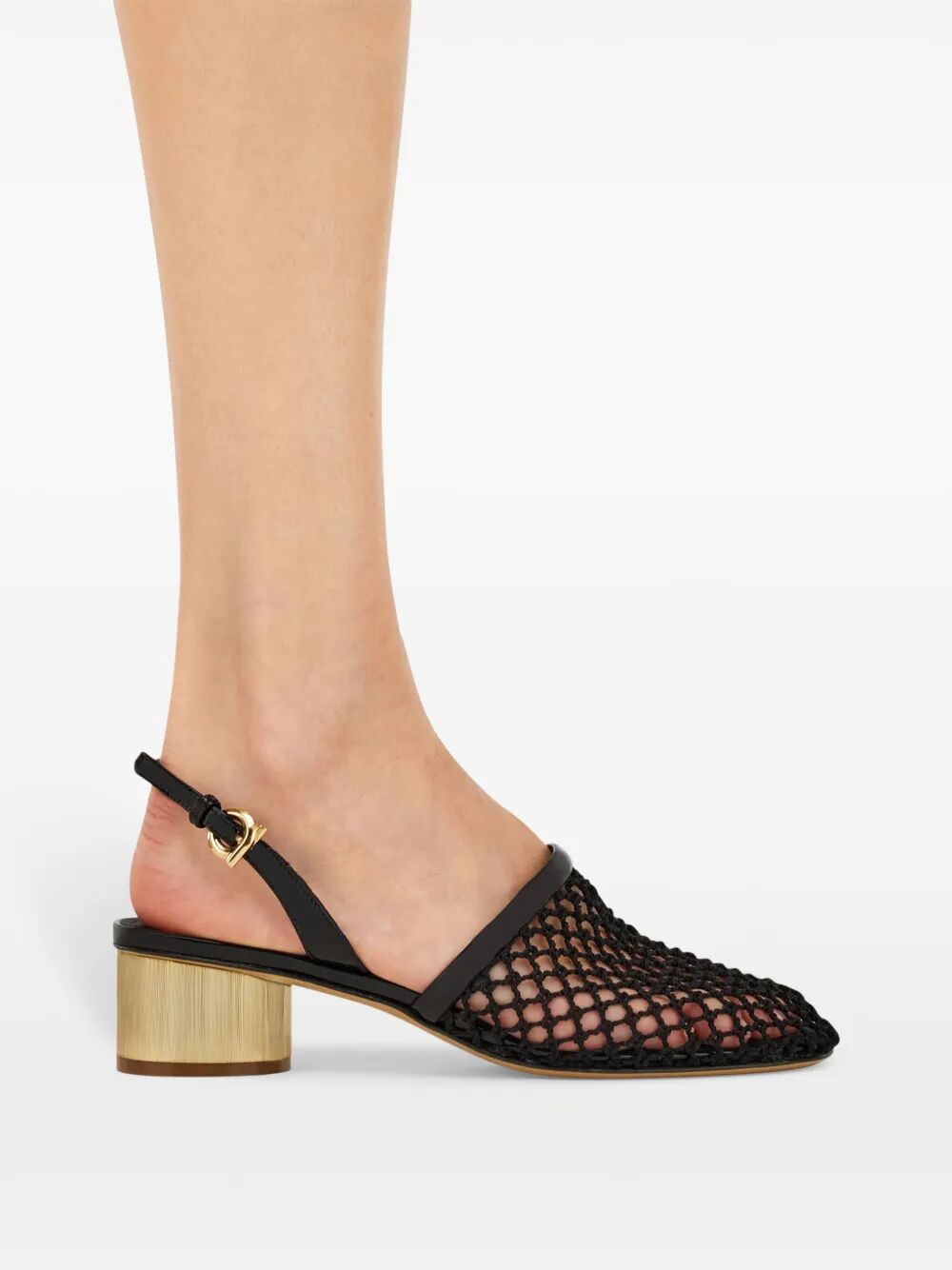 Ferragamo Women Kay 40 Mesh And Leather Slingback