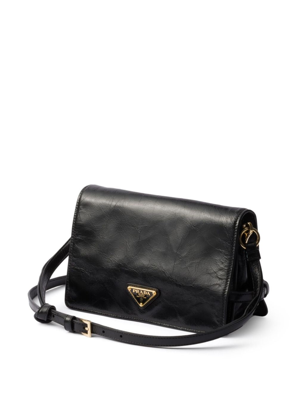 Prada Women Glossy Leather Shoulder Bag