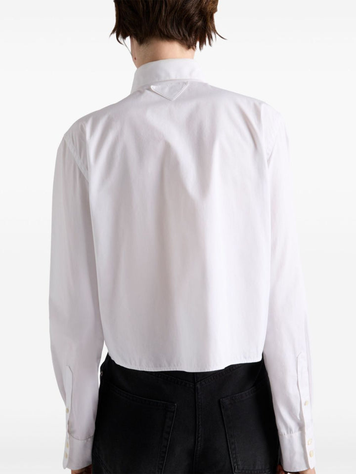 Prada Women Camicia Boxy In Popeline Ricamata