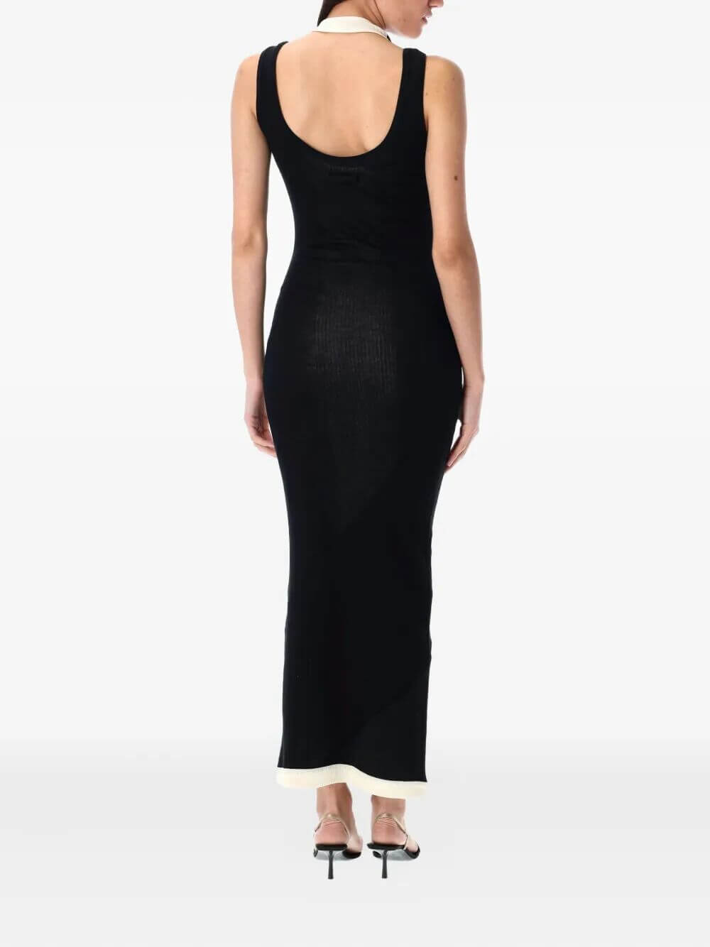 Jean Paul Gaultier Women Cotton Ribbed Twisted Double Layer Sleeveless Dress