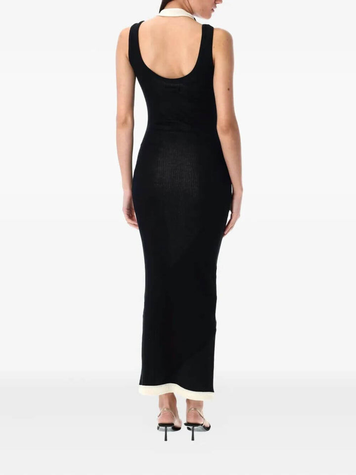 Jean Paul Gaultier Women Cotton Ribbed Twisted Double Layer Sleeveless Dress