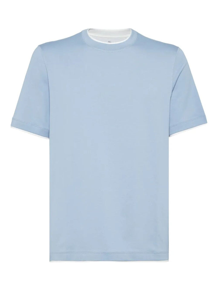 Brunello Cucinelli Men Cotton Jersey Crew Neck T-Shirt With Faux-Layering