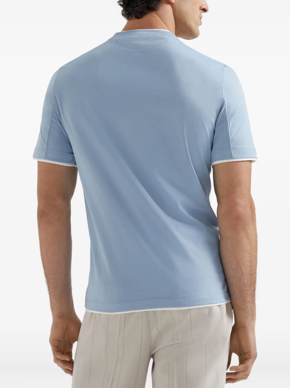 Brunello Cucinelli Men Cotton Jersey Crew Neck T-Shirt With Faux-Layering