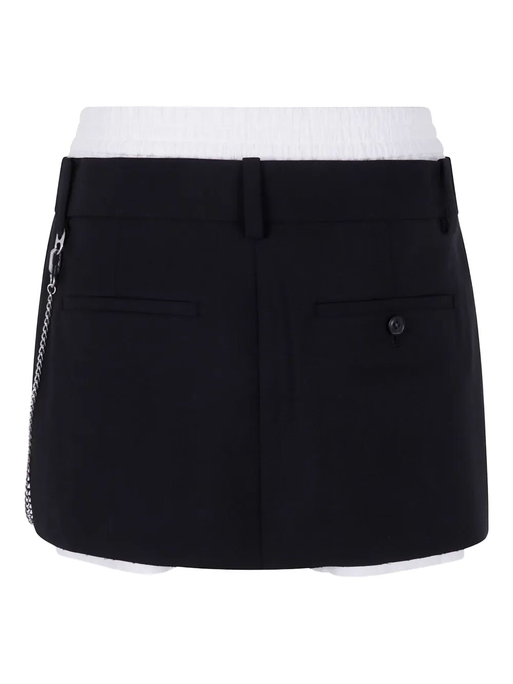 Black skirt with white waistband on a white background