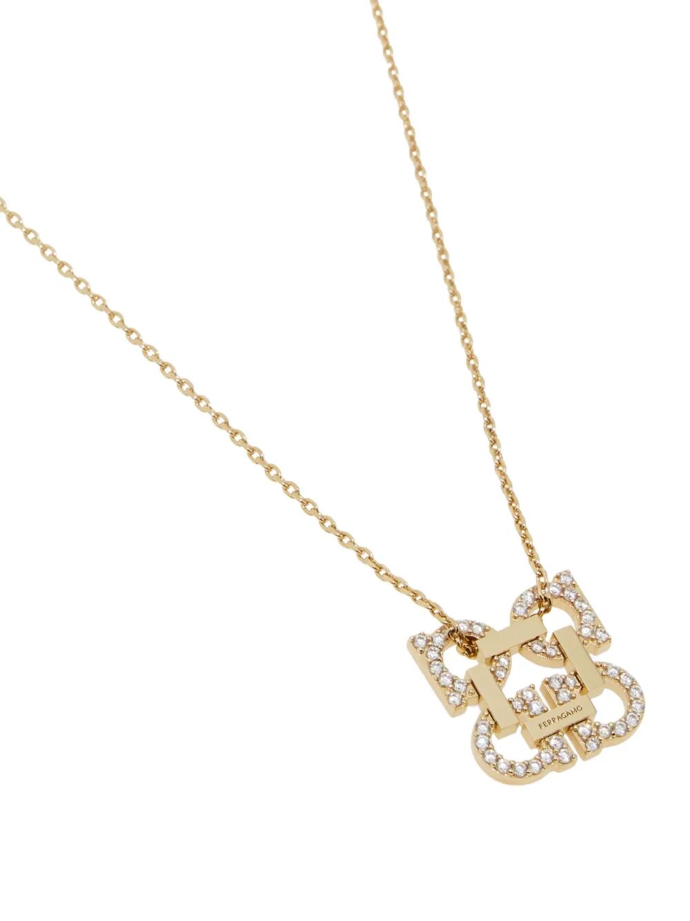 Ferragamo Women Crystal Embellished Four Gancini Pendant Necklace
