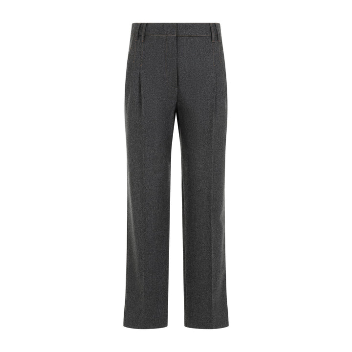 Brunello Cucinelli Cropped Flannel Pants Women