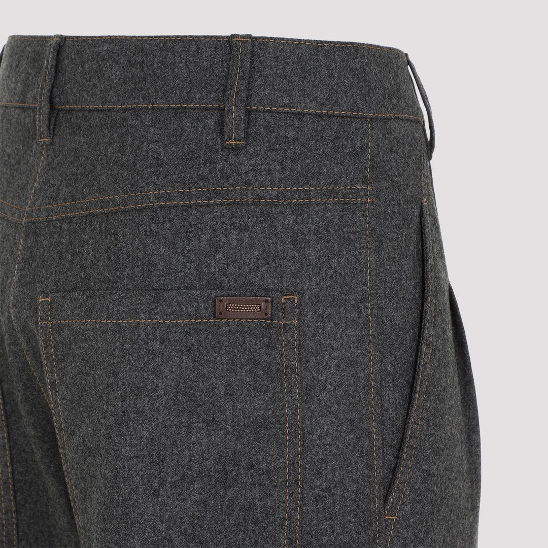 Brunello Cucinelli Cropped Flannel Pants Women
