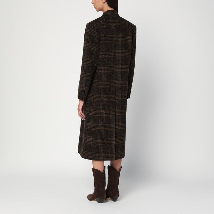 Isabel Marant Étoile Kaki Checked Lexana Double-Breasted Coat Women