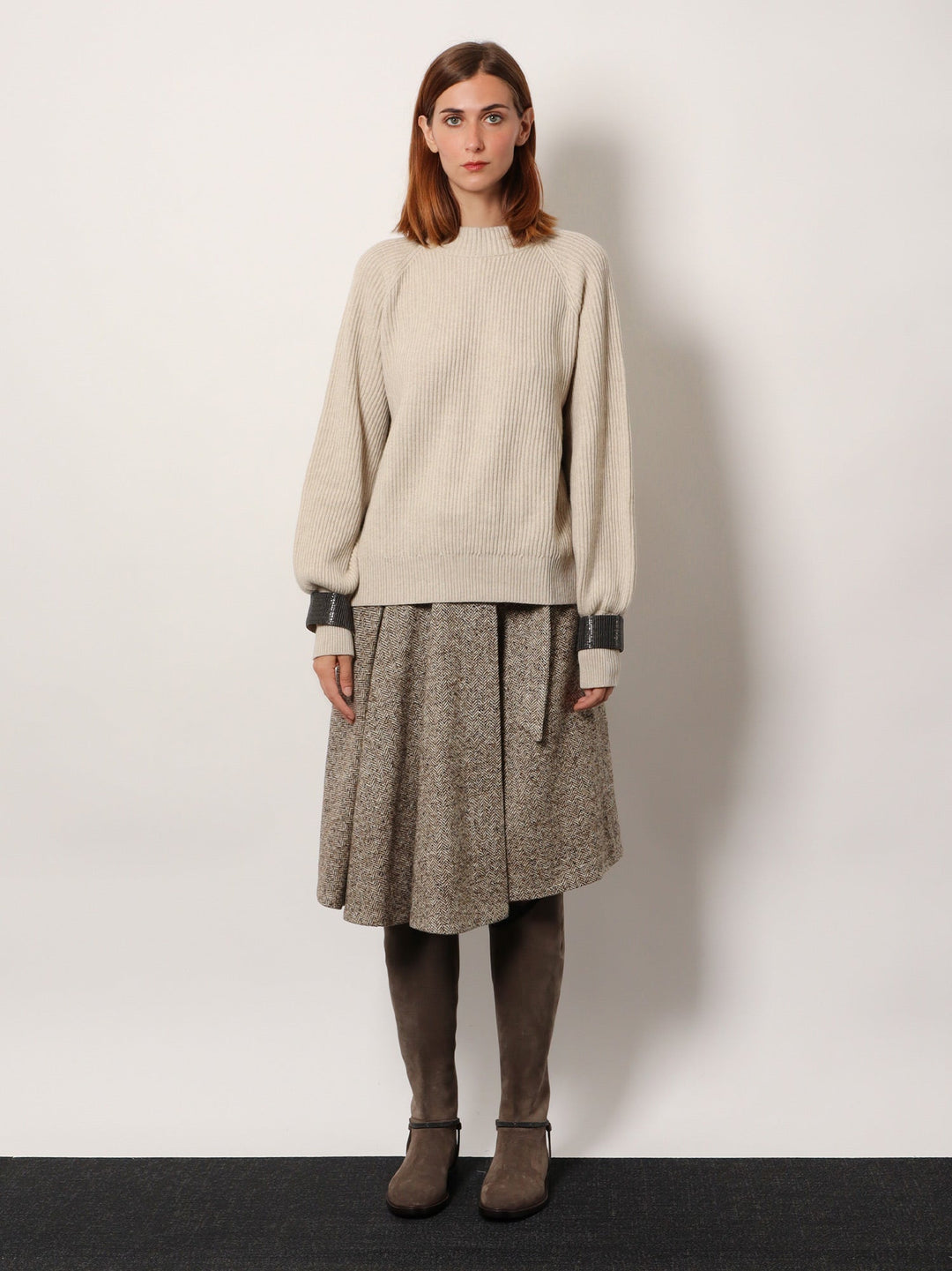 Brunello Cucinelli Women Cashmere Sweater With Removable Cuffs