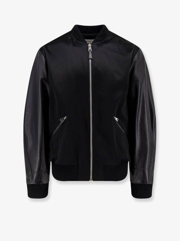 Givenchy Men Cotton And Nylon Jacket With Leather Sleeves