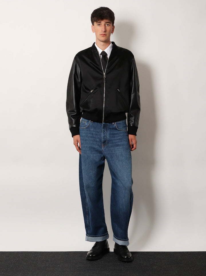 Givenchy Men Cotton And Nylon Jacket With Leather Sleeves