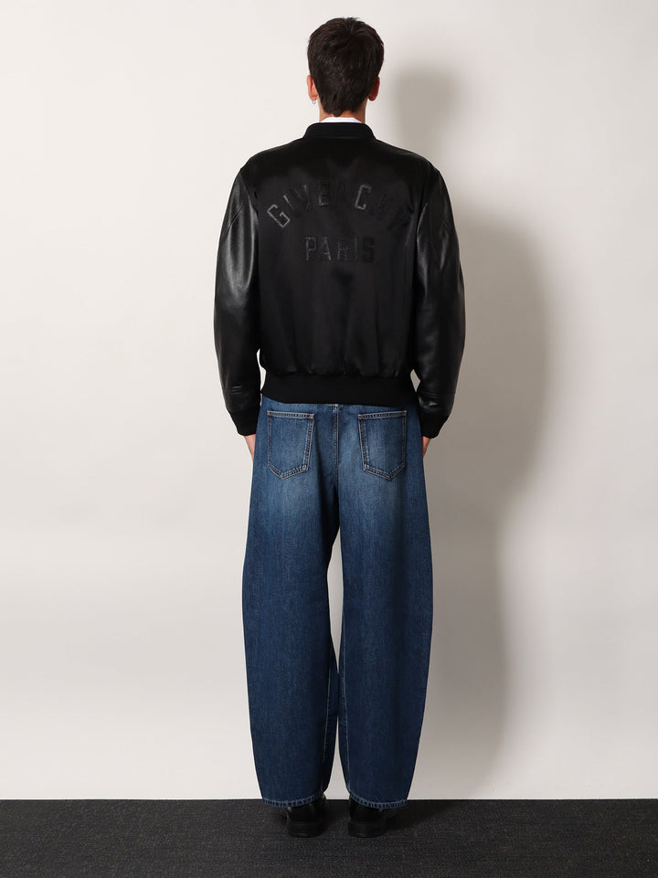 Givenchy Men Cotton And Nylon Jacket With Leather Sleeves