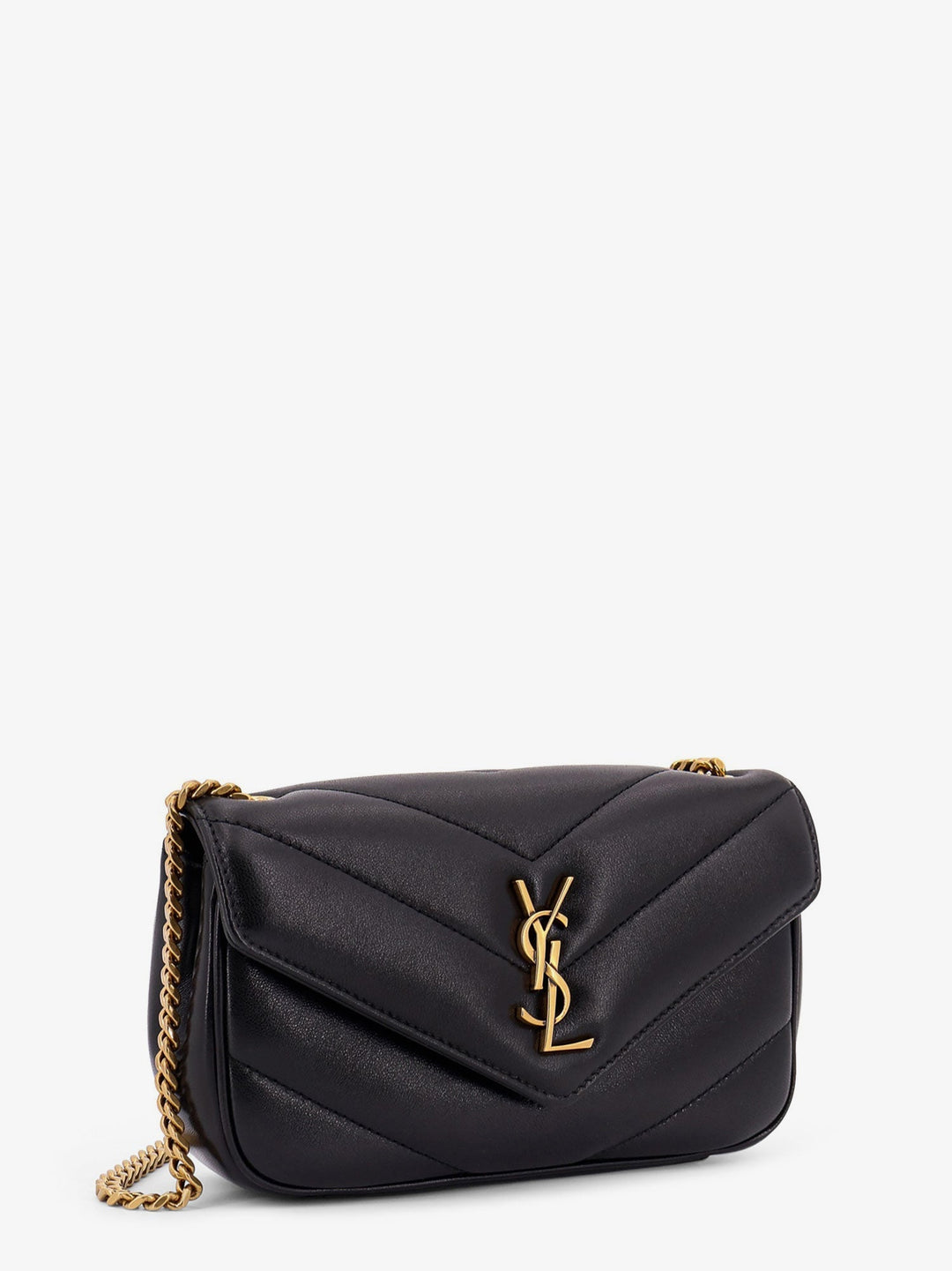 Saint Laurent Women Loulou Mini Leather Shoulder Bag With Chevron Stitchings
