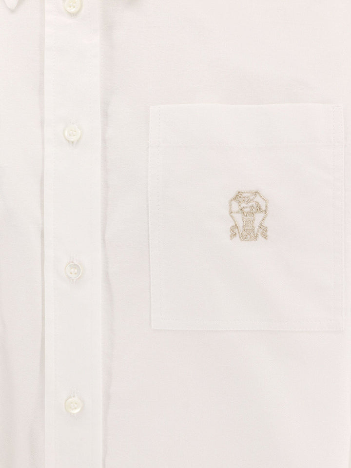 Brunello Cucinelli Women Cotton Shirt With Logo Embroidery