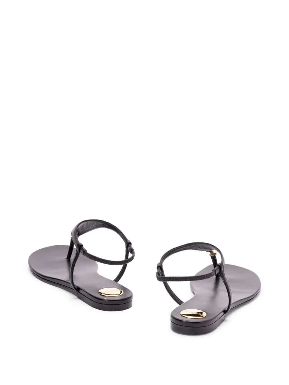 Saint Laurent Women Smooth Leather Cassandra Triangular Upper Flat Sandals