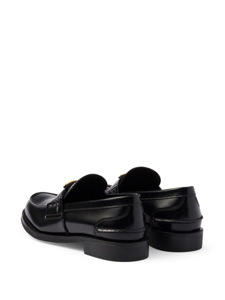 Prada Women Brushed Leather Loafers With Leather Band