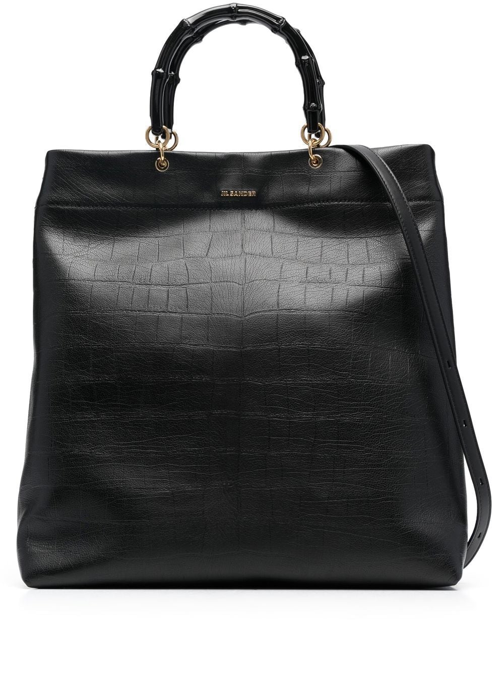 Jil Sander Women Bamboo-Handle Embossed Leather Tote Bag