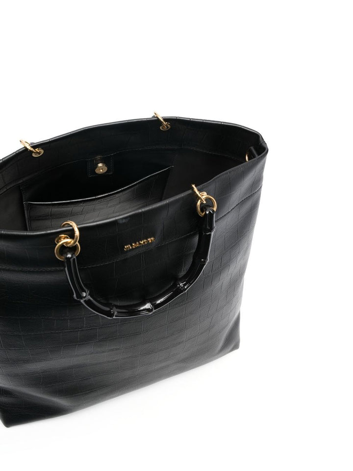 Jil Sander Women Bamboo-Handle Embossed Leather Tote Bag