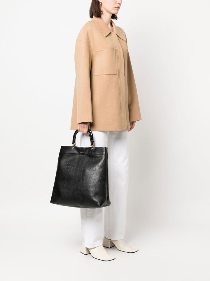 Jil Sander Women Bamboo-Handle Embossed Leather Tote Bag