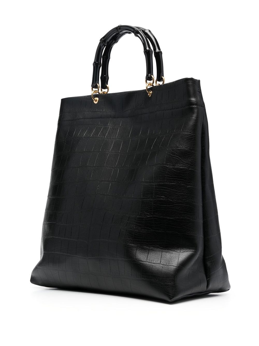Jil Sander Women Bamboo-Handle Embossed Leather Tote Bag