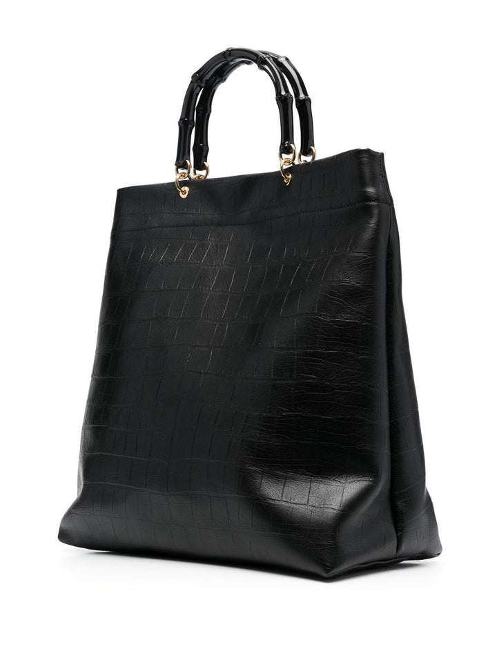 Jil Sander Women Bamboo-Handle Embossed Leather Tote Bag