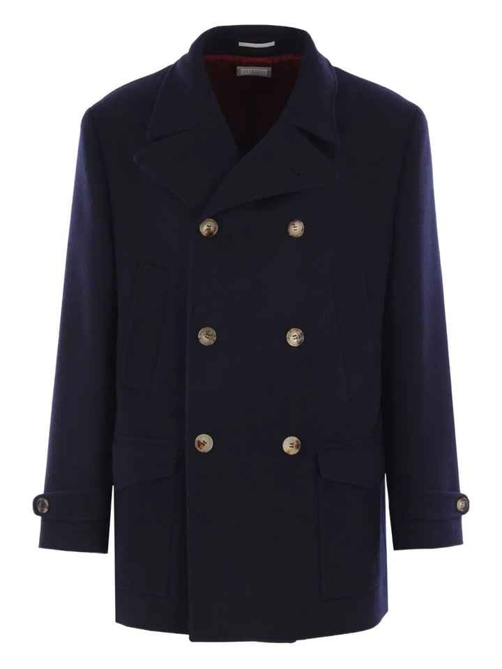 Brunello Cucinelli Men Double-Breasted Wool Coat