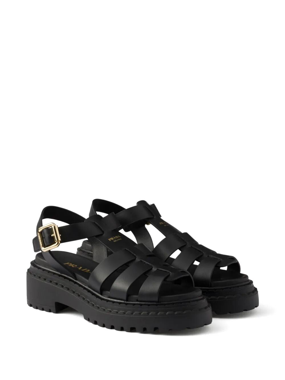 Prada Women Fisherman`S Leather Flatform Sandals