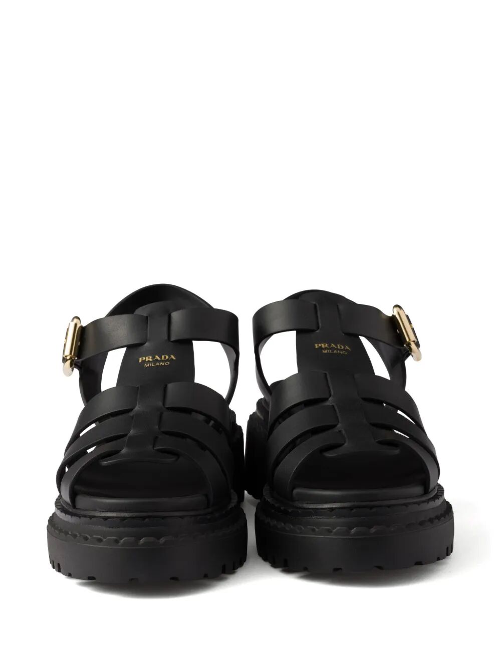 Prada Women Fisherman`S Leather Flatform Sandals