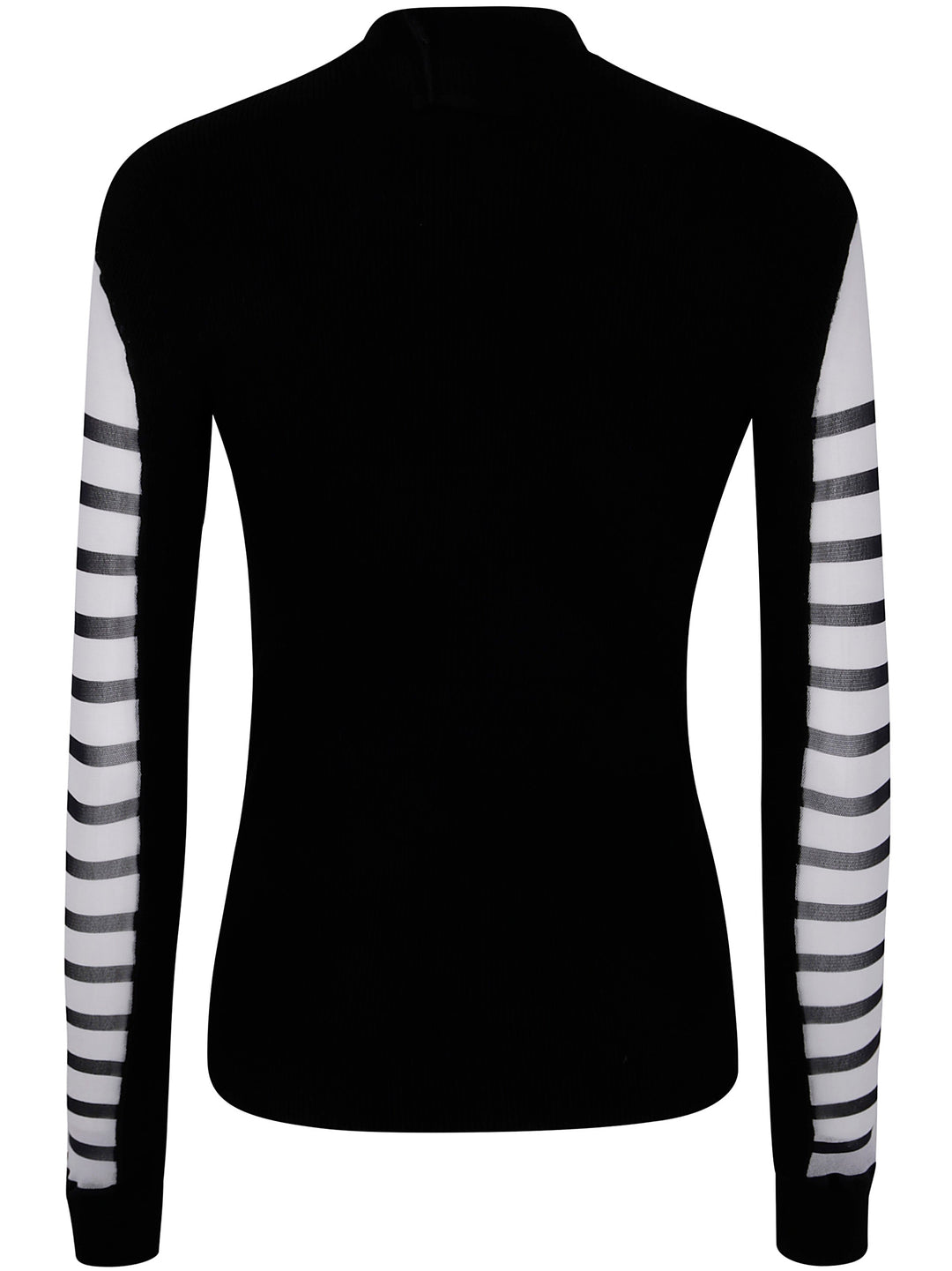 Jean Paul Gaultier Women Mix Mesh And Knit Long Sleeves Pullover Printed "Mariniere"