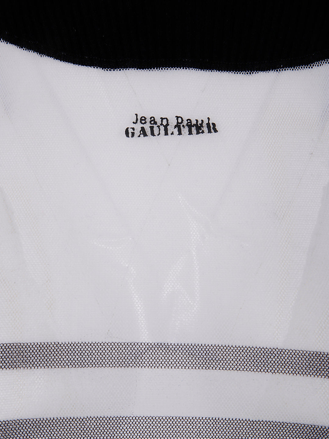 Jean Paul Gaultier Women Mix Mesh And Knit Long Sleeves Pullover Printed "Mariniere"