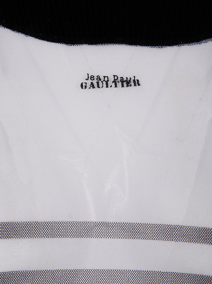 Jean Paul Gaultier Women Mix Mesh And Knit Long Sleeves Pullover Printed "Mariniere"