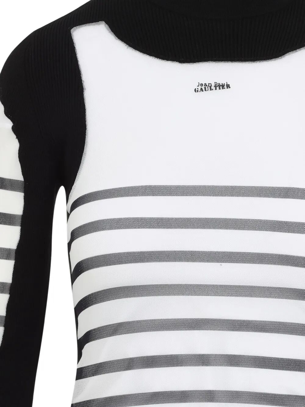Jean Paul Gaultier Women Mix Mesh And Knit Long Sleeves Pullover Printed "Mariniere"